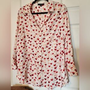 Velvet Heart, heart Patterned Button-Up Blouse, sz 1x